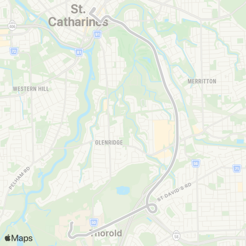 Niagara Region Transit Brock Bullet Express map