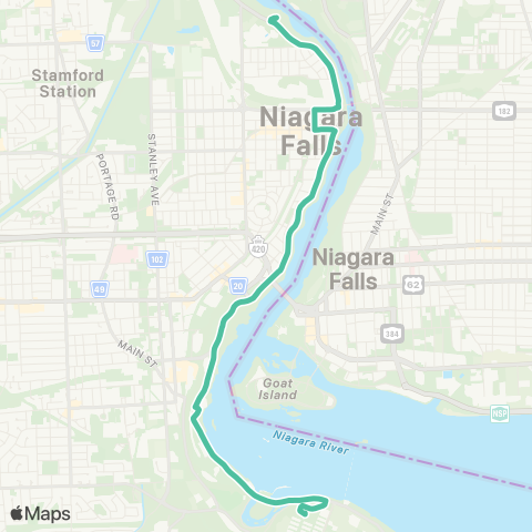 Niagara Region Transit Green Line map