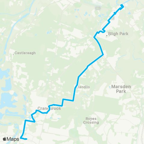 Sydney Buses Network Windsor to Penrith via Cranebrook map