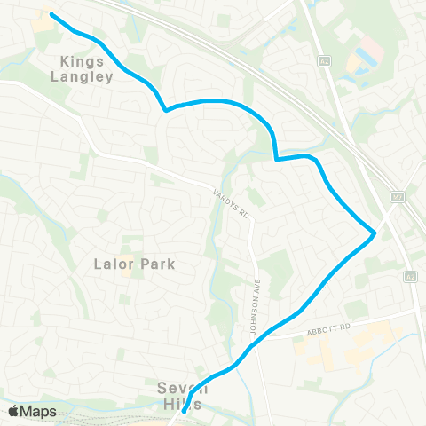 Sydney Buses Network Kings Langley to Seven Hills map
