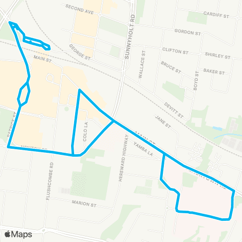 Sydney Buses Network Blacktown to Blacktown Hosp (Loop Service) map