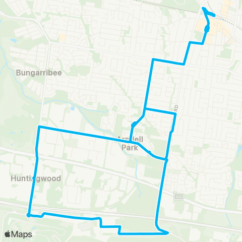 Sydney Buses Network Blacktown to Arndell Pk via Huntingwood (Loop Service) map