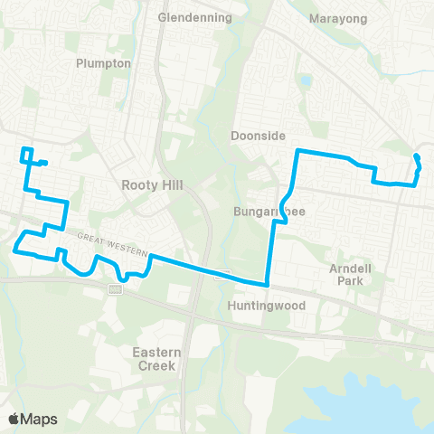 Sydney Buses Network Mt Druitt to Blacktown via Minchinbury map