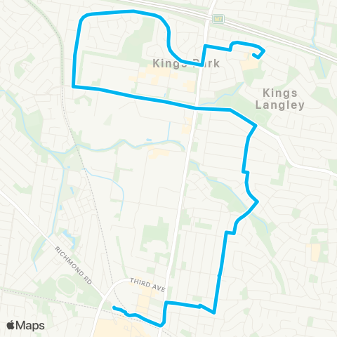 Sydney Buses Network Kings Langley to Blacktown map