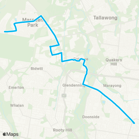 Sydney Buses Network Melonba to Blacktown via Colebee map