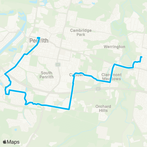 Sydney Buses Network St Marys to Penrith via Glenmore Park map