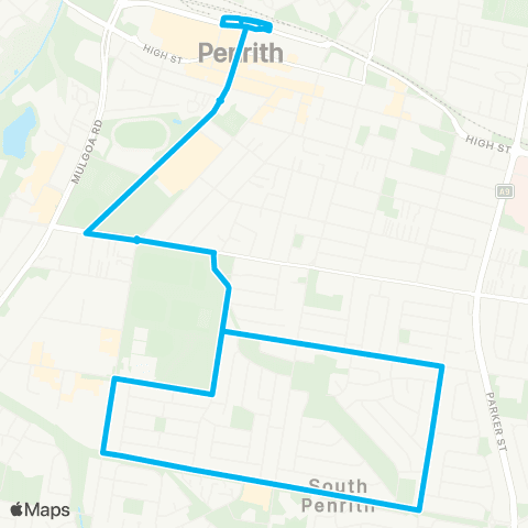 Sydney Buses Network Penrith to South Penrith (Loop Service) map