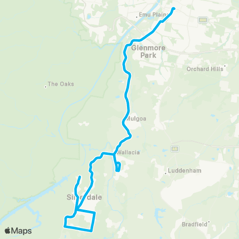 Sydney Buses Network Warragamba to Penrith map