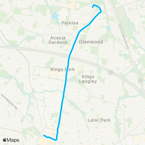 Sydney Buses Network Myrtle Glen Stanhope Gardens to Blacktown map