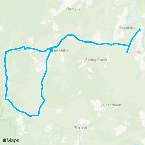 Sydney Buses Network Camden to The Oaks via Mowbray Pk & Belimbla Pk map