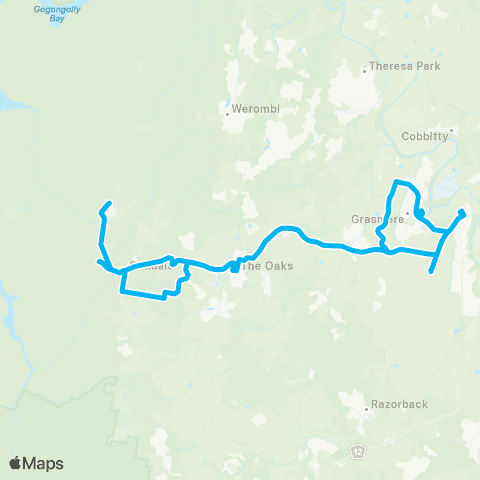 Sydney Buses Network Camden to Belimbla Pk & Oakdale via The Oaks (Loop Service) map