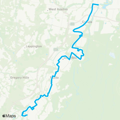 Sydney Buses Network Campbelltown to Liverpool via Macquarie Fields map