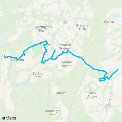 Sydney Buses Network Camden to Campbelltown via Narellan map
