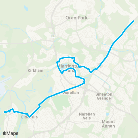 Sydney Buses Network Camden to Catherine Field map