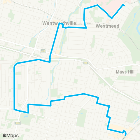 Sydney Buses Network Westmead Hospitals to Merrylands map