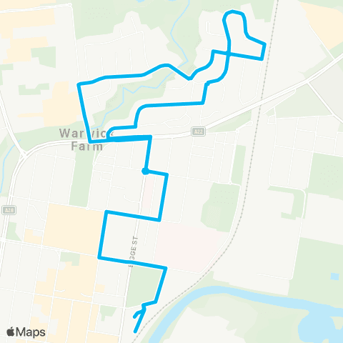 Sydney Buses Network Liverpool to Warwick Farm (Loop Service) map