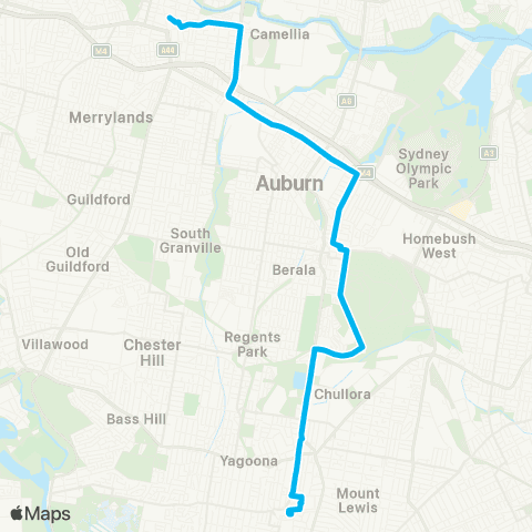 Sydney Buses Network Parramatta to Bankstown map