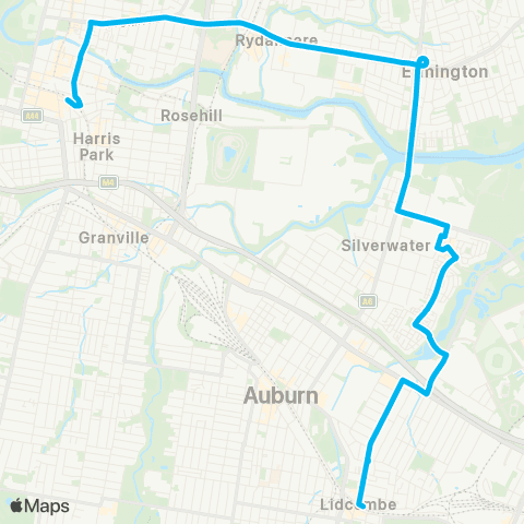 Other TfNSW routes Parramatta to Lidcombe map
