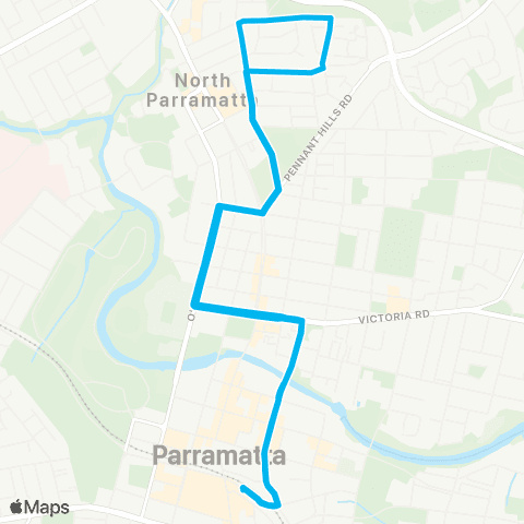 Sydney Buses Network Parramatta to N Parramatta (Loop Service) map