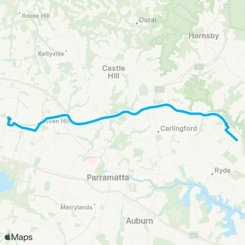 Sydney Buses Network Blacktown to Macquarie Park via M2 Mwy map