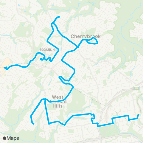Sydney Buses Network Castle Hill to Beecroft via W Pennant Hills map