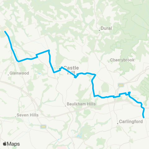 Sydney Buses Network Rouse Hill Sta to Epping via Castle Hill map