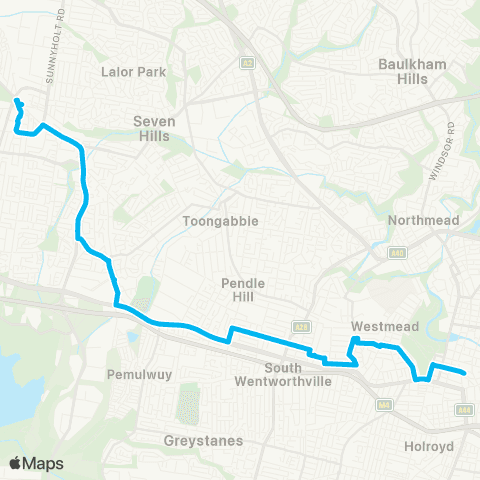 Sydney Buses Network Blacktown to Parramatta map