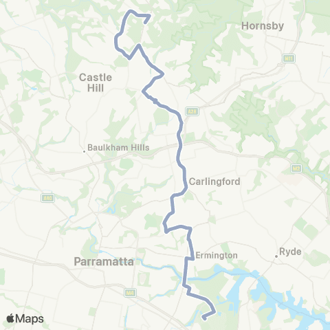 Temporary Buses Dural to Sydney Olympic Pk via Telopea Shops map