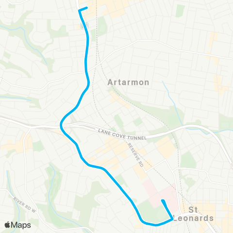 Sydney Buses Network Chatswood to Royal North Shore Hospital map