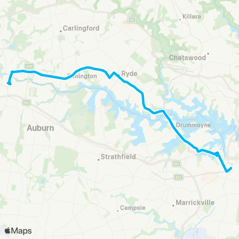 Sydney Buses Network Parramatta to Central Pitt St via Victoria Rd & Pyrmont map