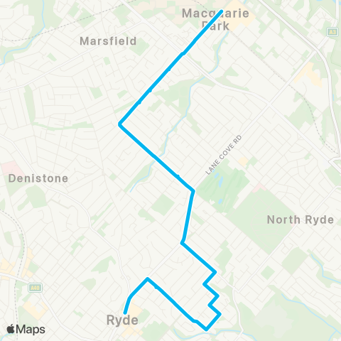 Sydney Buses Network Macquarie Centre to Ryde via Bridge Rd map