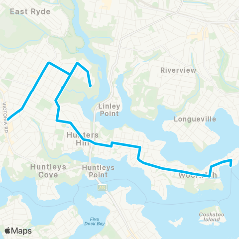 Sydney Buses Network Gladesville to Woolwich map