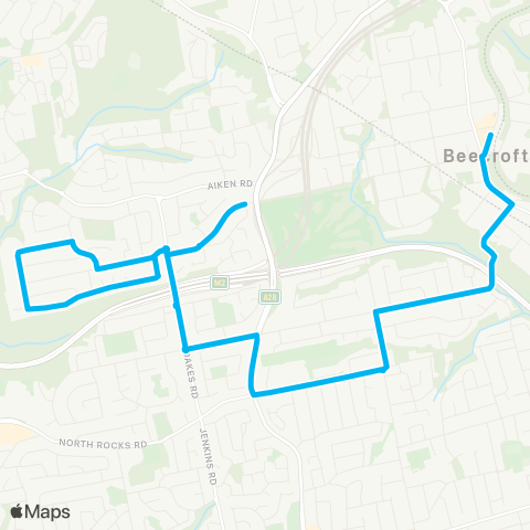Sydney Buses Network N Rocks to Beecroft via W Pennant Hills map