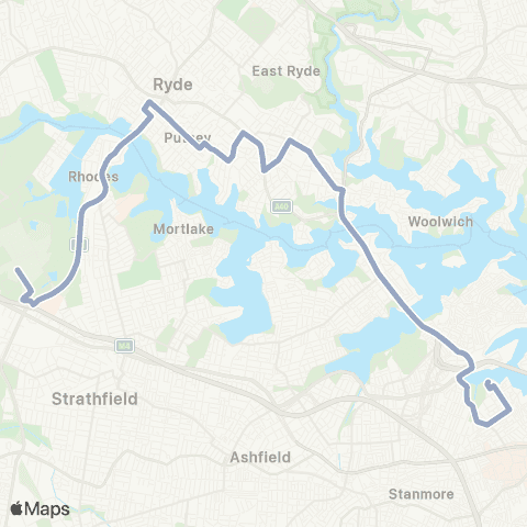 Temporary Buses Glebe to Sydney Olympic Pk via Hunters Hill map