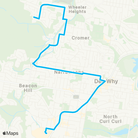 Sydney Buses Network Cromer Heights to Warringah Mall map