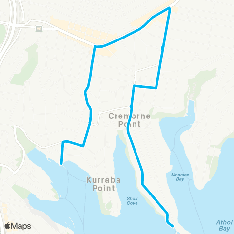 Sydney Buses Network Cremorne Point Wharf to Neutral Bay Wharf map