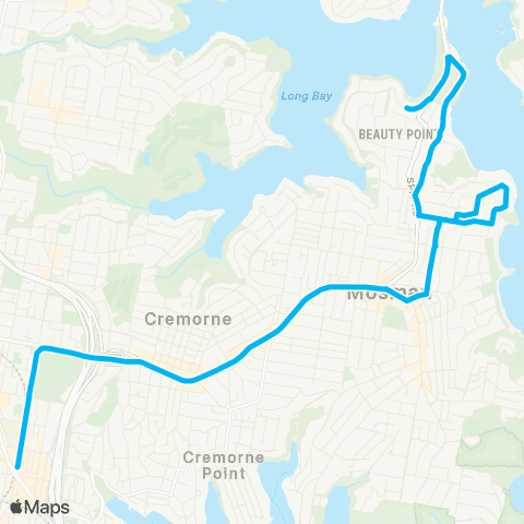 Sydney Buses Network Beauty Point to North Sydney map