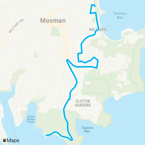 Sydney Buses Network Taronga Zoo Wharf to Balmoral map