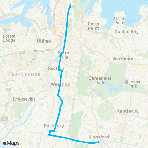 Sydney Buses Network Kingsford to City Circular Quay map