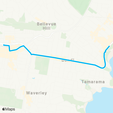 Sydney Buses Network Bondi Beach to Bondi Junction map