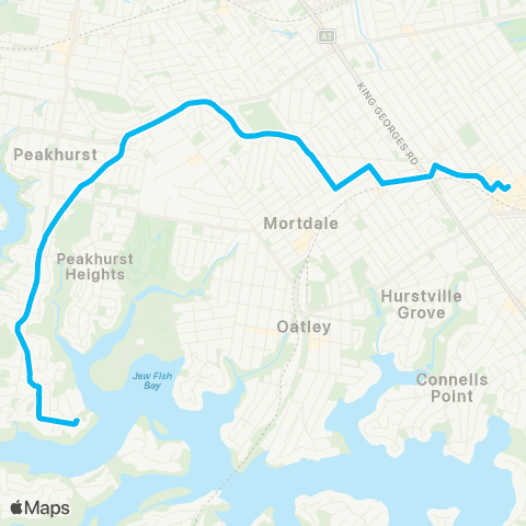 Sydney Buses Network Lugarno to Hurstville map