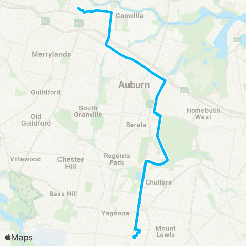 Sydney Buses Network Parramatta to Bankstown map