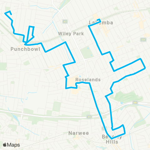 Other TfNSW routes Lakemba to Mount Lewis map
