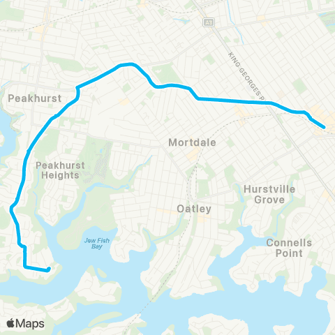 Other TfNSW routes Lugarno to Hurstville map