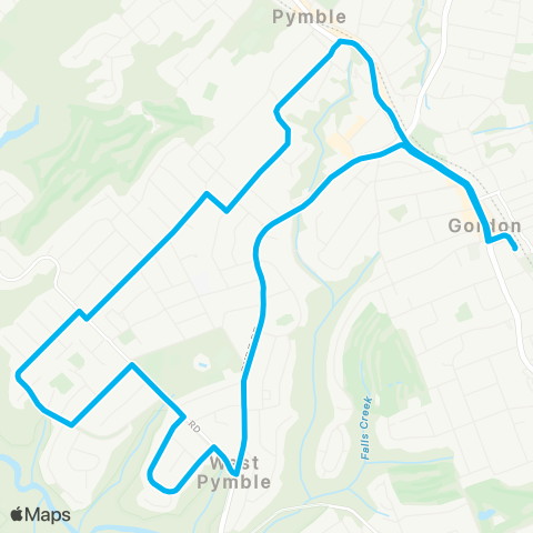 Sydney Buses Network Gordon to West Pymble (Loop Service) map