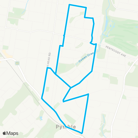 Sydney Buses Network Pymble to East Turramurra map