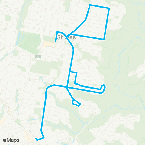 Sydney Buses Network St Ives Shopping Centre to Gordon map