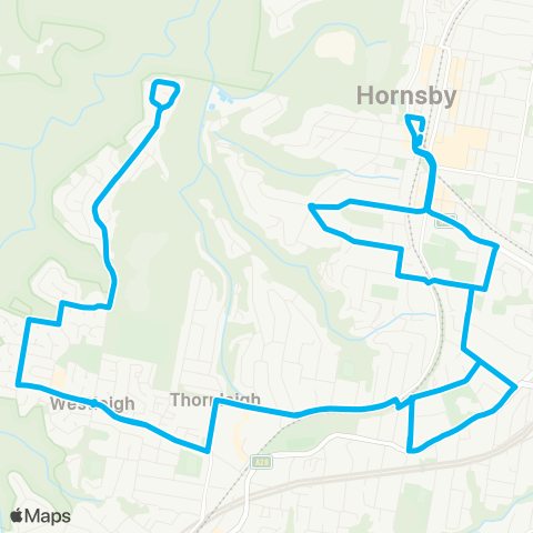 Sydney Buses Network Hornsby to Westleigh (Loop Service) map