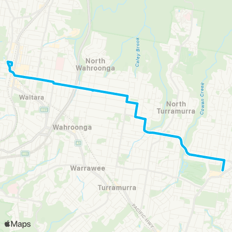 Sydney Buses Network Hornsby to St Ives map