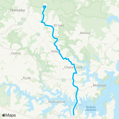 Sydney Buses Network North Turramurra to City QVB map